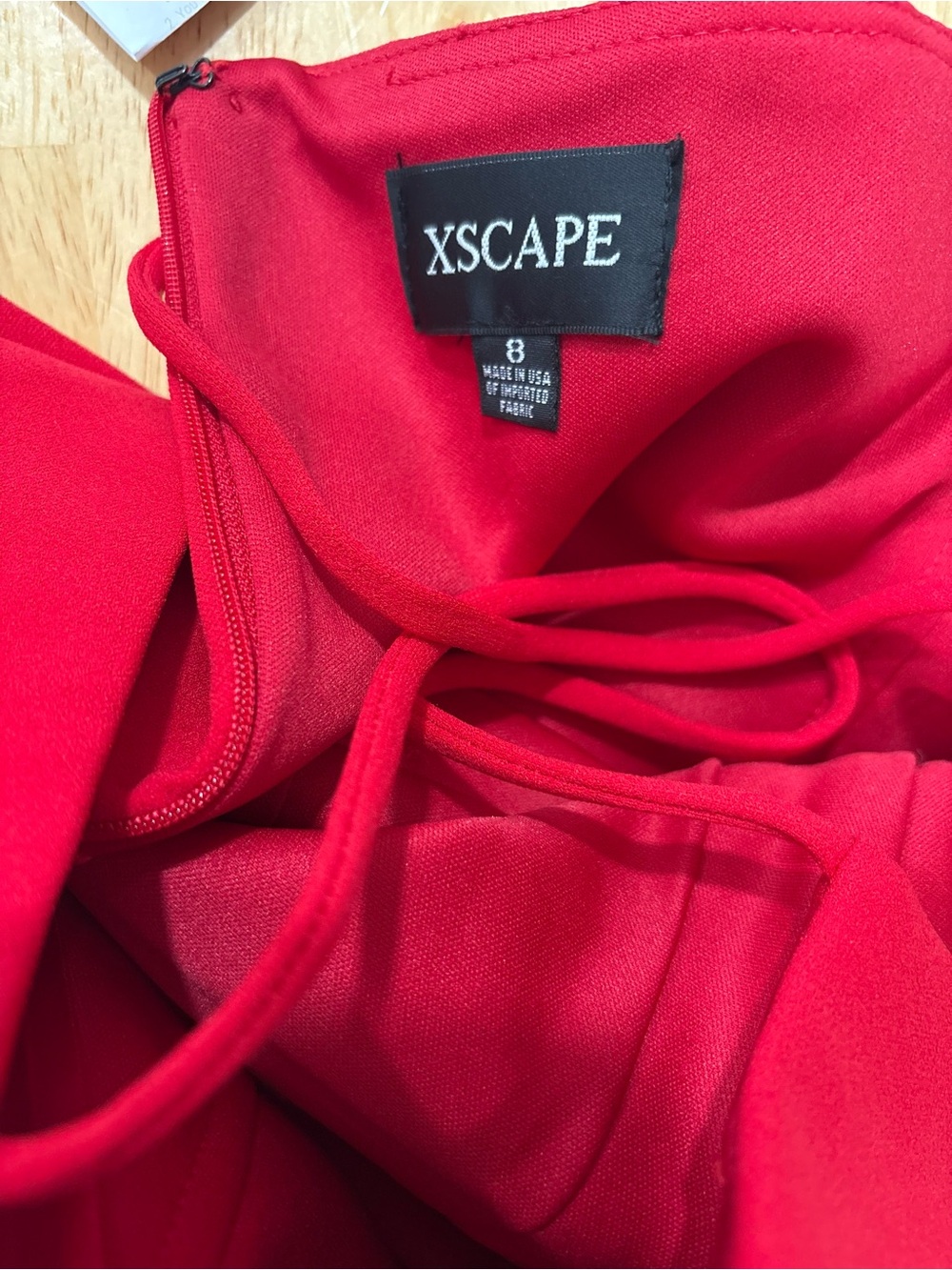 Xscape Red One-Shoulder Ruffle Evening Gown - Picture 7 of 8